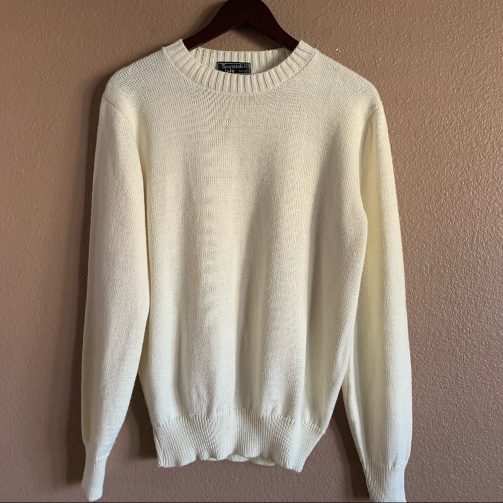 Scottish Isle Bernette Vintage Virgin Acrylic Cream Color Sweater Size XL